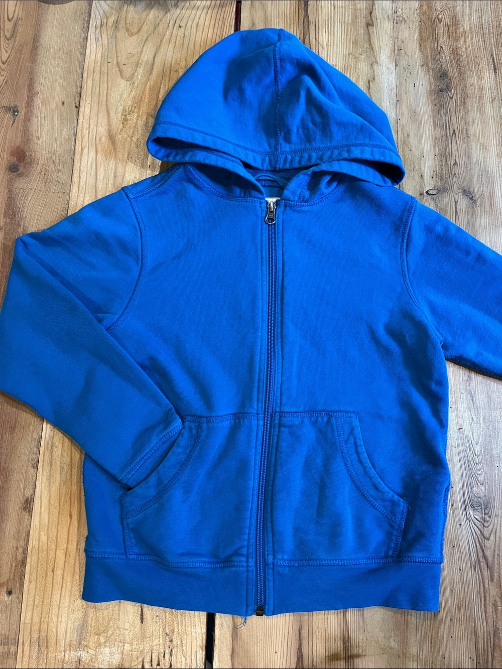 HANNA ANDERSSON 120 Solid Blue Full Zip Up Hoodie 100% Cotton Hooded